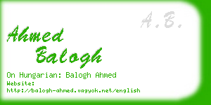 ahmed balogh business card